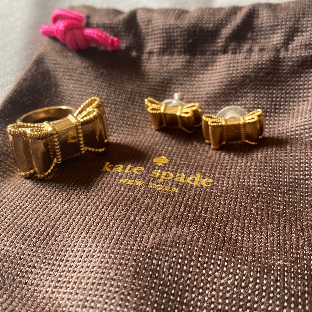 Kate Spade Bow Ring and Earring Set
